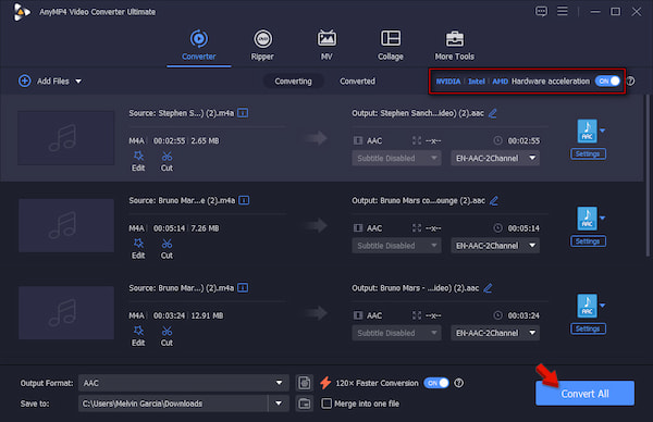 Convert To Acc In Anymp4 Video Converter Ultimate