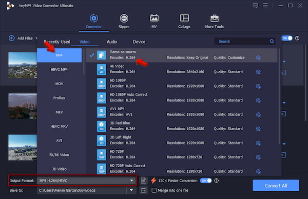 Set Mp4 As Target Format In Anymp4 Video Converter Ultimate