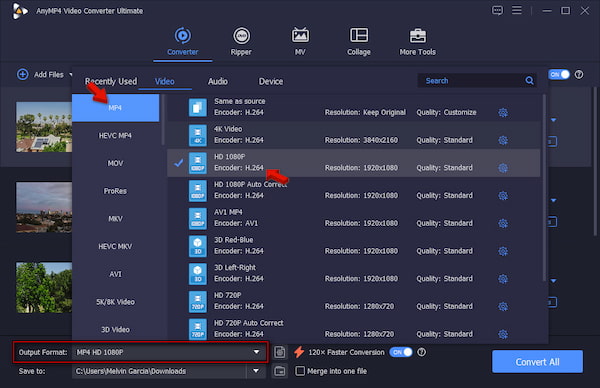 Set MP4 as Target Format in AnyMP4 Video Converter Ultimate