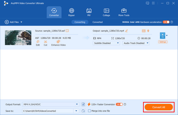 Anymp4 Convert Asf To Mp4