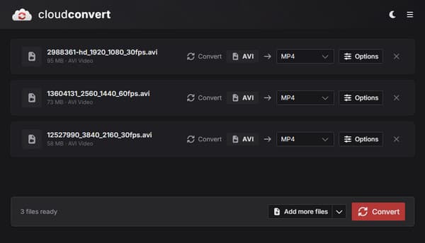 CloudConvert as AVI Converter