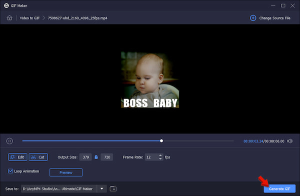 Generate GIF In AnyMP4 Video Converter Ultimate