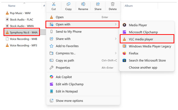 VLC Media Player Open With