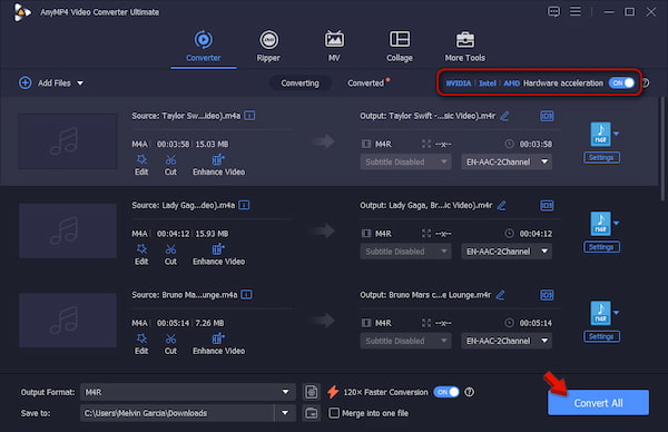 Convert to M4R in AnyMP4 Video Converter Ultimate