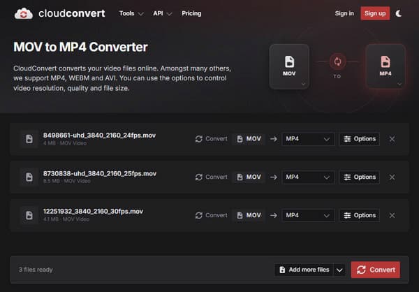 Convert MOV To MP4 In CloudConvert