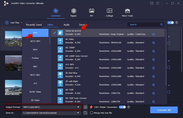 Set Mp4 As Target Format In Anymp4 Video Converter Ultimate