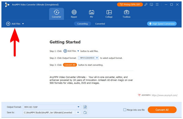 AnyMP4 Video Converter Ultimate Add Files Button