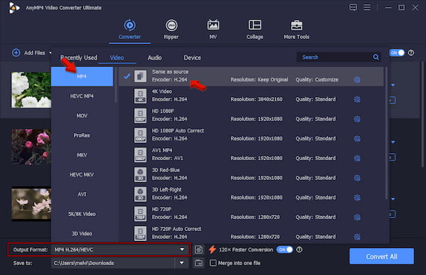 Set Mp4 As New Format In Anymp4 Video Converter Ultimate