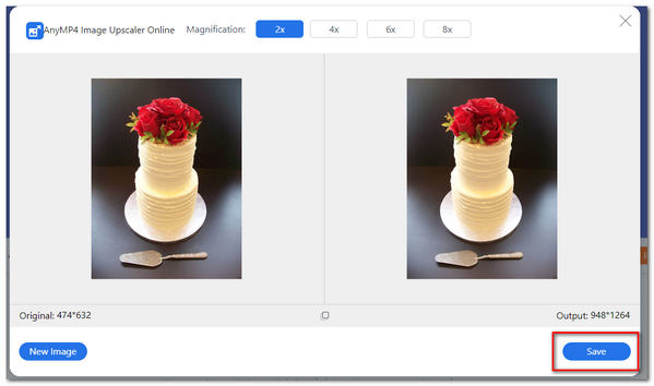 AnyMP4 Image Upscaler Online Salvar imagem