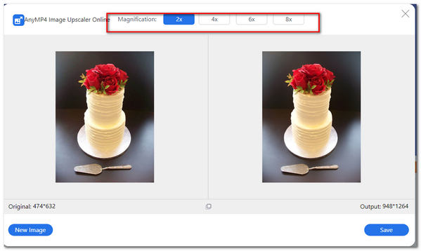 AnyMP4 Image Upscaler Online Select Magnification