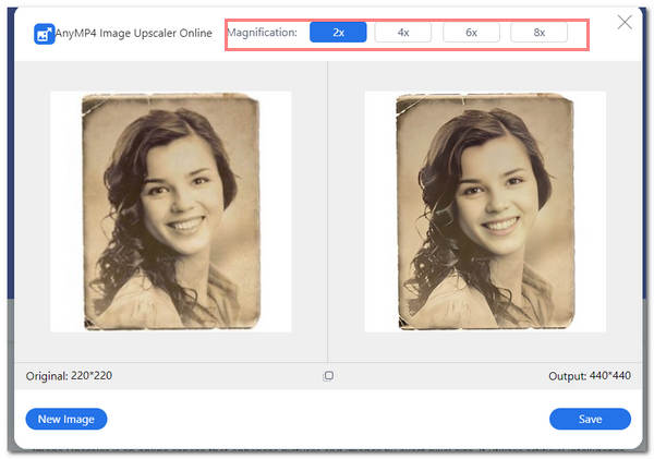 AnyMP4 Old Photo Restoration Seleziona Ingrandimento