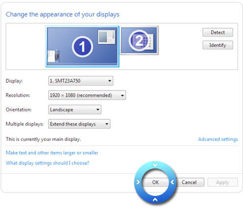 Close Screen Resolution settings