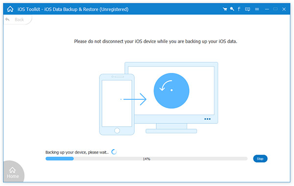 Schermata di backup