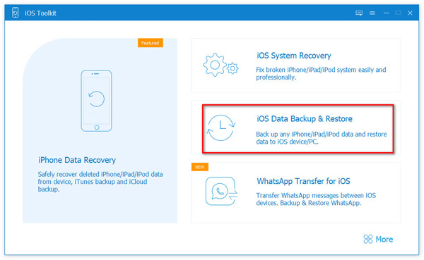 Válassza az iOS Data Backup and Restore lehetőséget