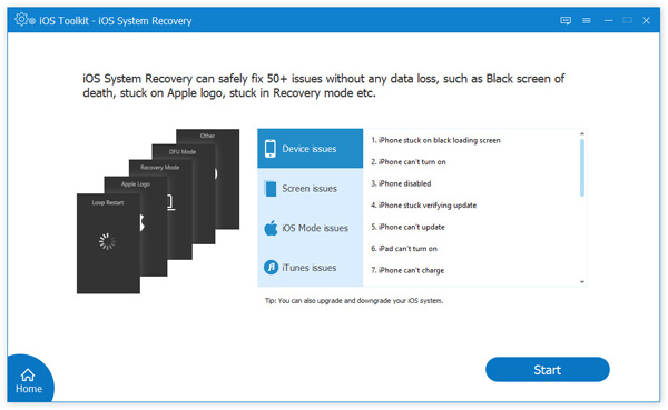 Klicka på Start iOS System Recovery