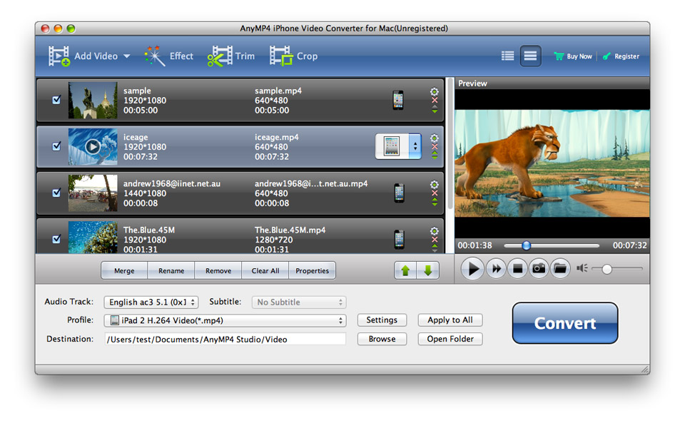 AnyMP4 iPhone 5 Video Converter for Mac 6.1.26 full