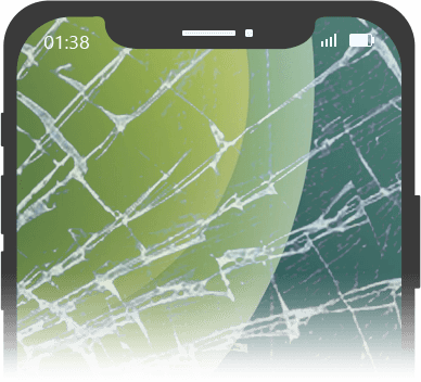 A tela do iPhone está quebrada.