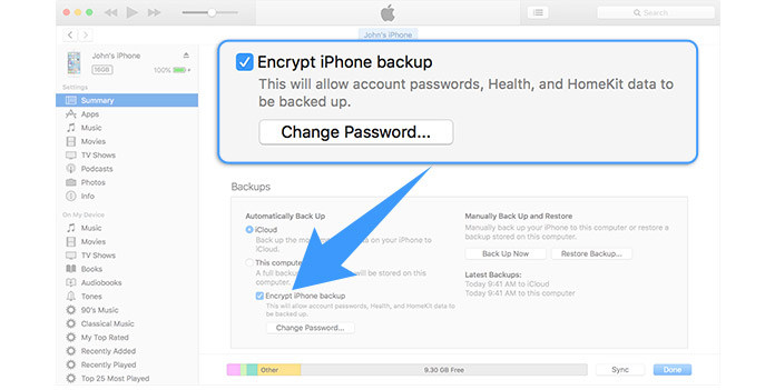 iTunes Backup Password