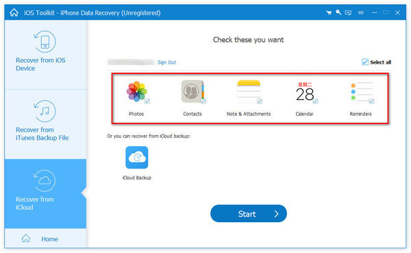Select Data for Recorvery