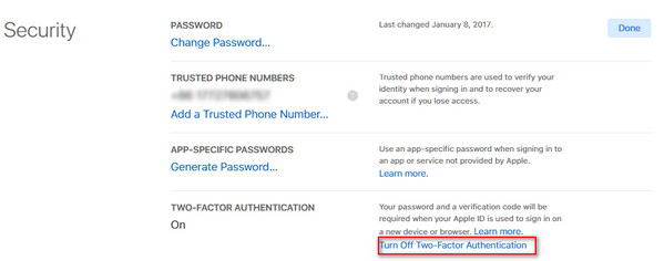 İki Factor Authentication Turn Off