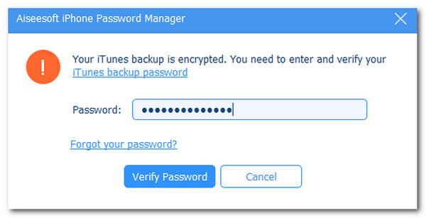 Aiseesoft iPhone Password Manager Inserisci la password