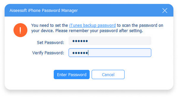 Aiseesoft iPhone Password Manager iTunes Backup-passord