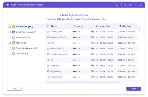 View Export Passwords