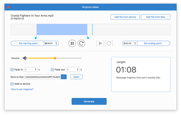 Generar tonos de llamada para iOS