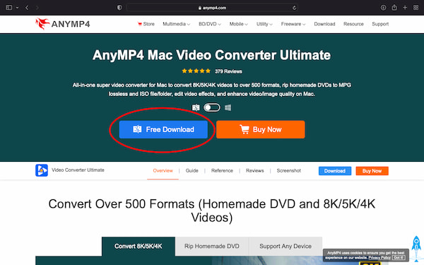 AnyMP4 Video Converter-grensesnitt