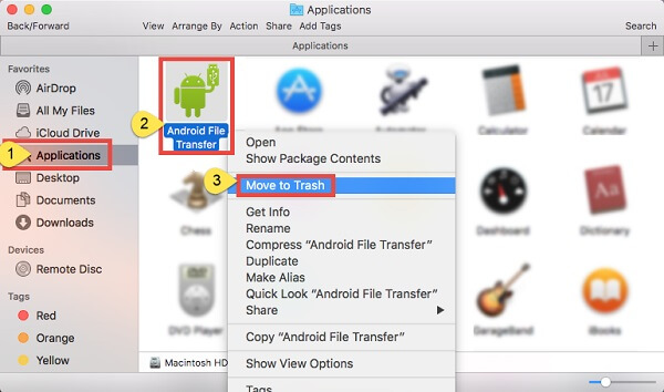 Desinstalar la transferencia de archivos de Android