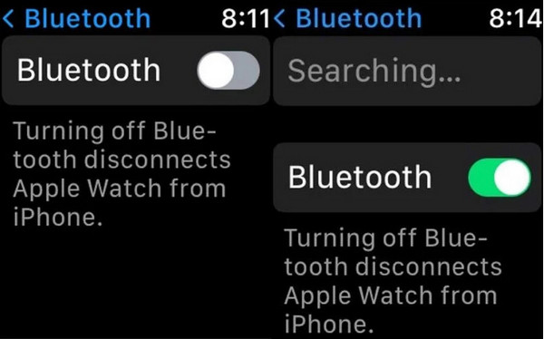 Apple Watch se nesynchronizují s iPhone Bluetooth Zapnuto Vypnuto