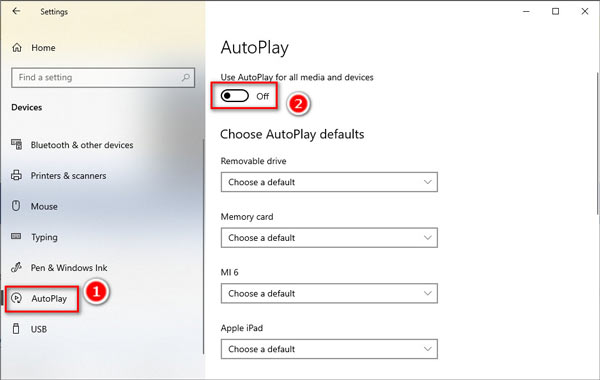 Disable AutoPlay on Windows 10