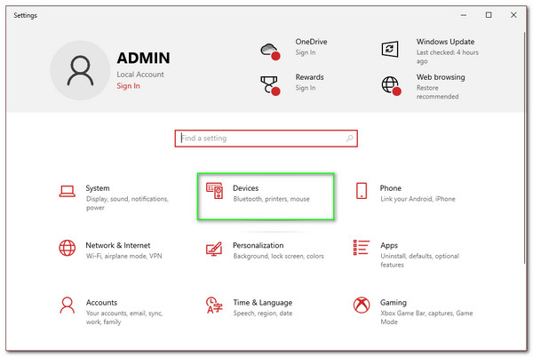 Configuración de Windows de la computadora portátil