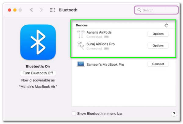 Csatlakoztassa mindkét Airpodot a Mac Blurtoothhoz