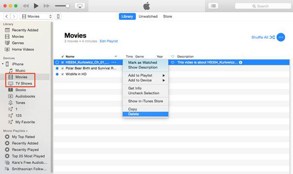 Usuń filmy z iTunes