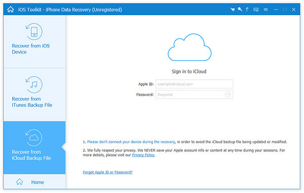 Recover from iCloud Screen