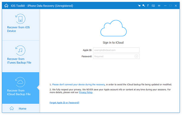 Ripristina dalla schermata iCloud