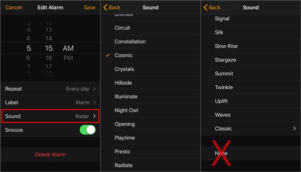 iPhone Alarm Sound Settings