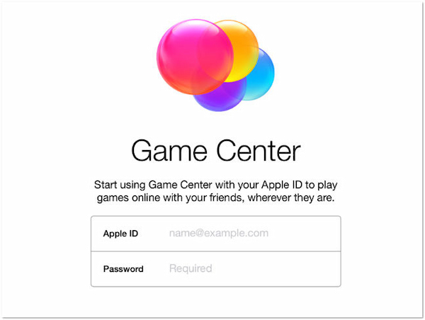 Contraseña de ID de Apple para Game Center