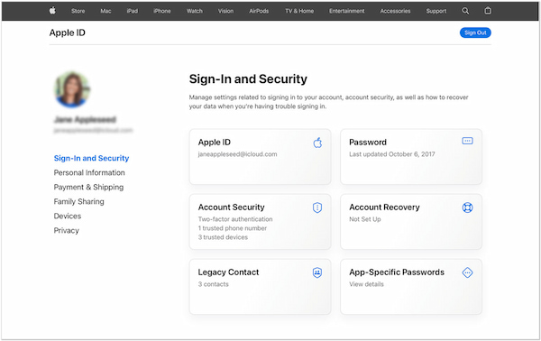 Restablecer la contraseña del ID de Apple en la web