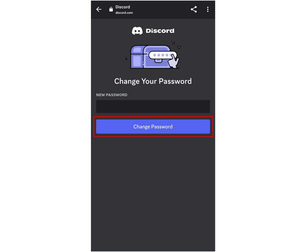 Discord Mobile Cambia password