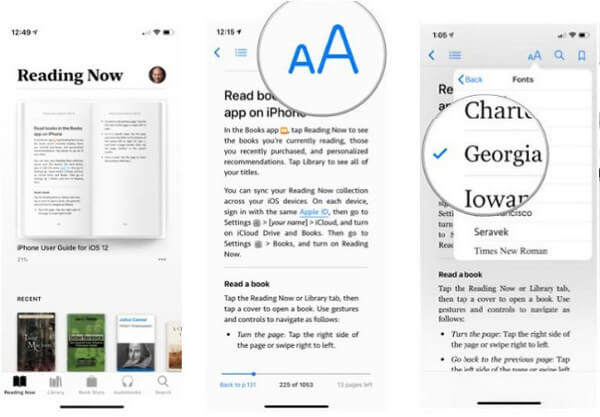 Wijzig het lettertype van boeken op de iPhone