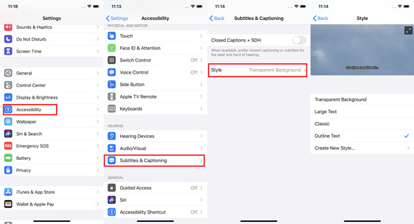 Cambiar estilo de fuente de subtítulos en iPhone