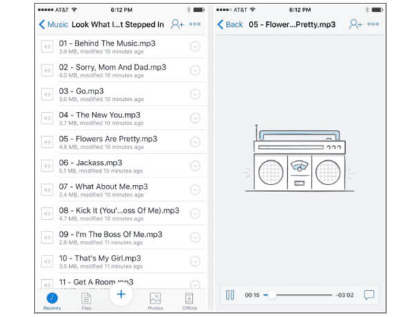 Przenieś muzykę z iPhone'a na iPhone'a Dropbox