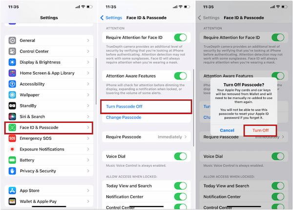 Turn off Passcode on iPhone