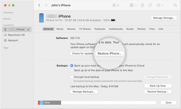 Restaurar iPhone desde iTunes