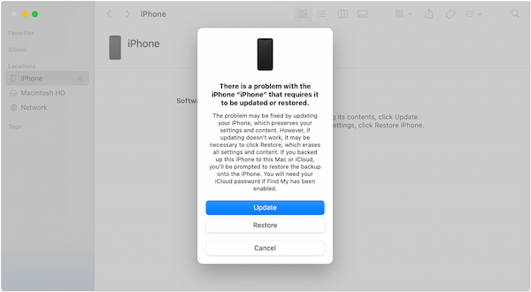 Restore iPhone from Recovery Mode