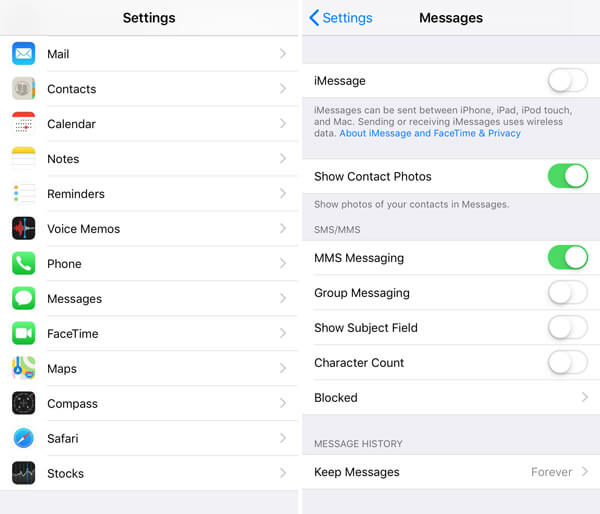 Encienda iMessage