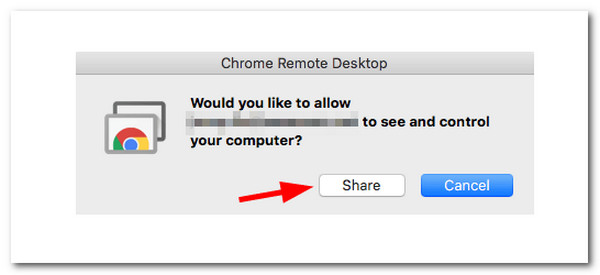 Tlačítko vzdáleného sdílení Chrome