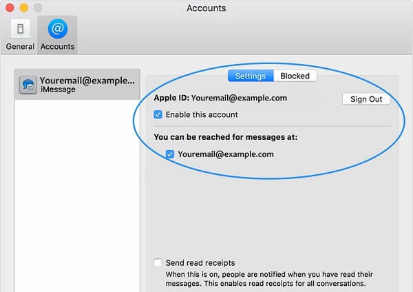 Controleer imessage-instelling mac